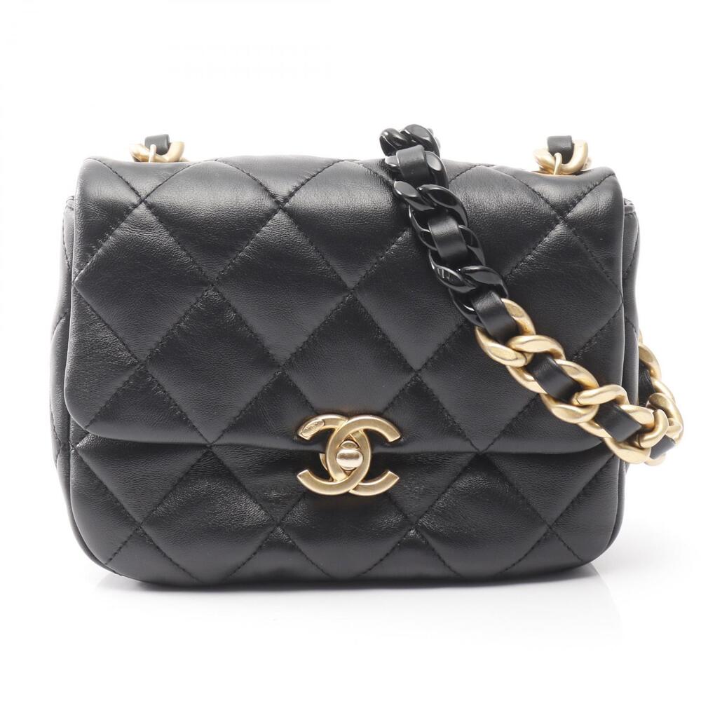 Chanel Matelasse Shoulder Bag Lambskin Leather Black